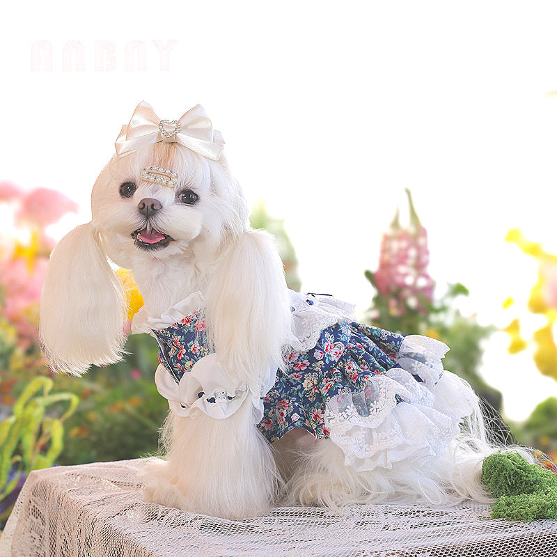 Florie Tea Party Dress Elegant Floral Dog Princess Dress for Small D Fitwarm Florie Tea Party Dress Elegant Floral Dog Princess Dress for Small D Fitwarm